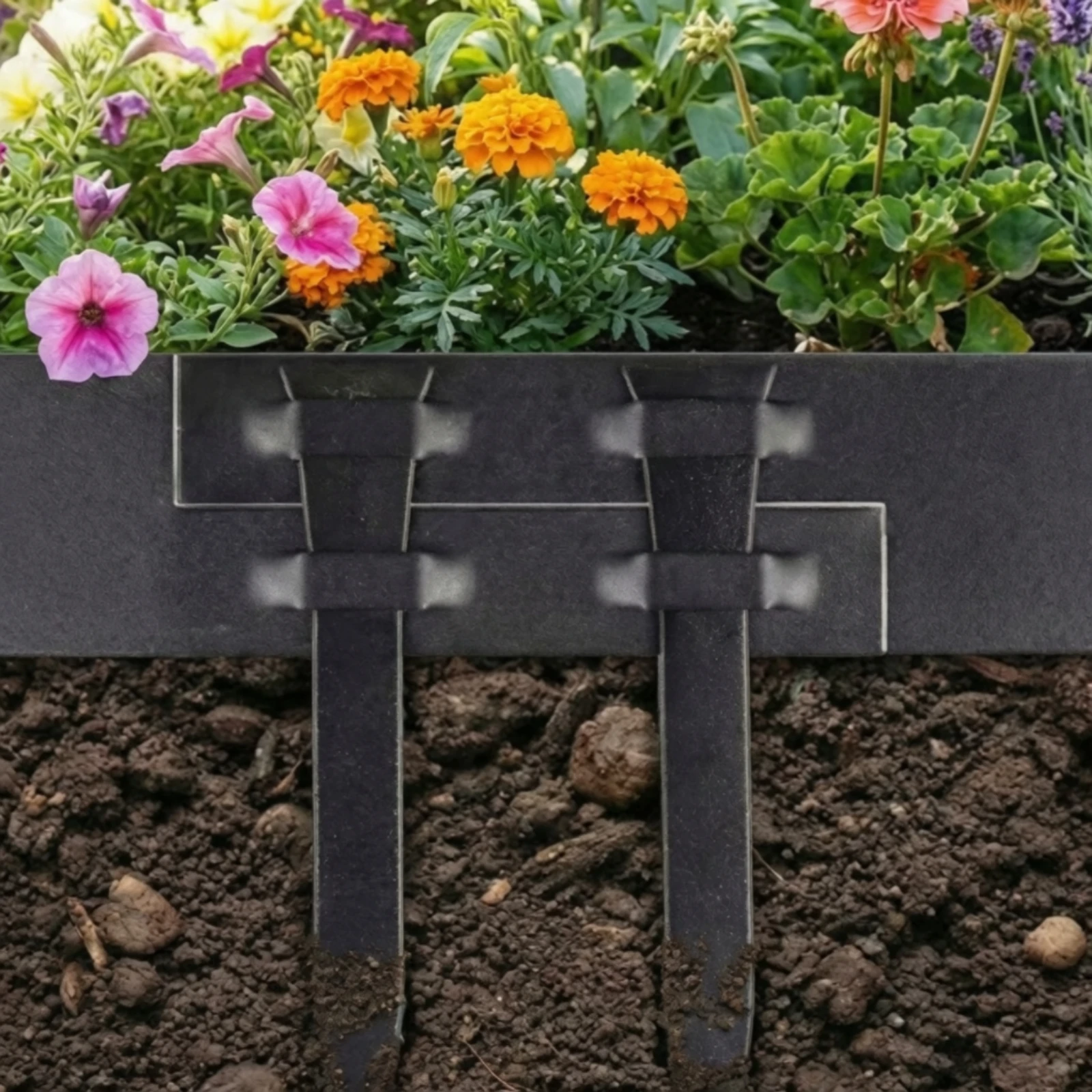 10 Pieces Carbon Steel Edging Stake with Mounting Hole 12 Inch Landscape Edging Stake Steel Ground Spikes Black Sharp Bottom