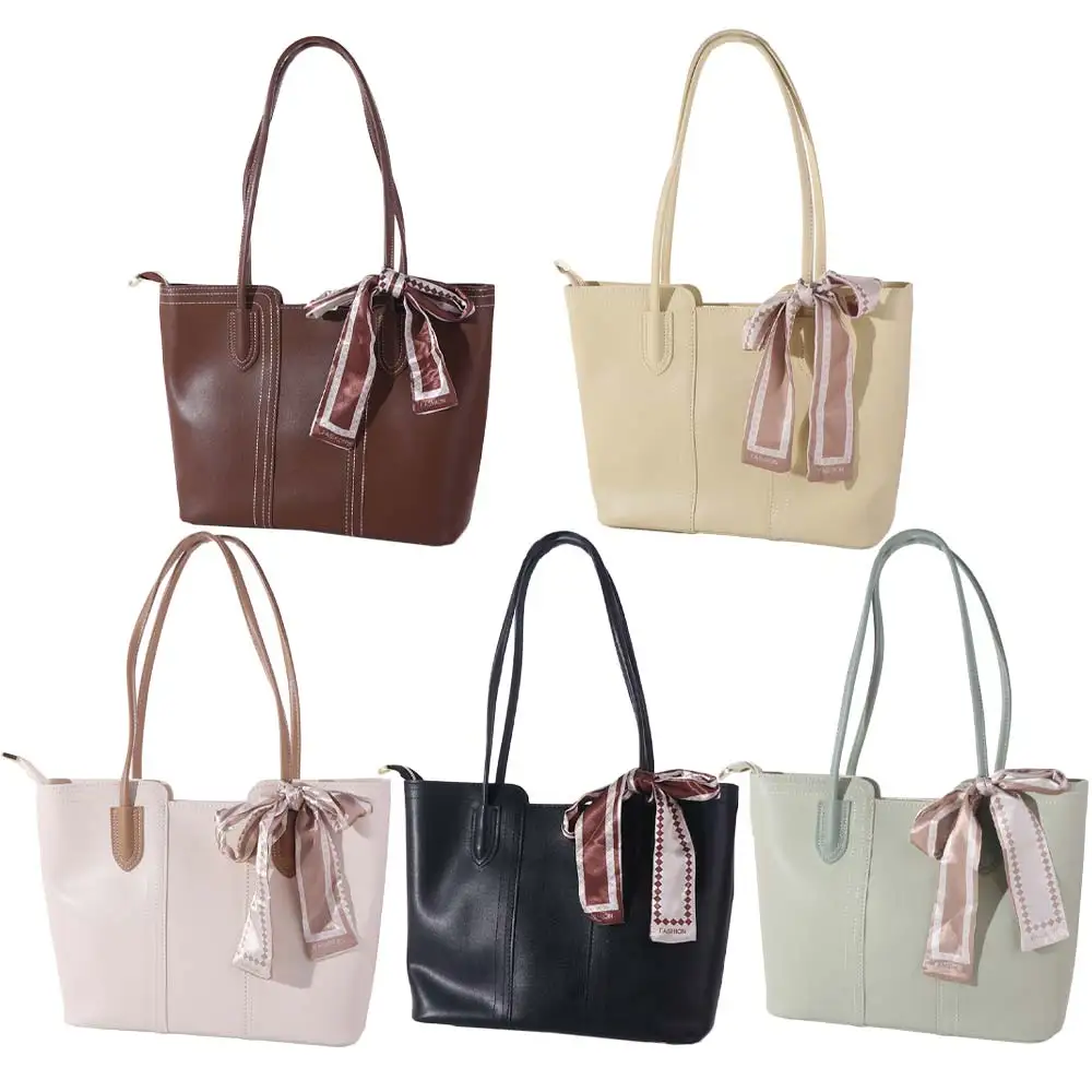 

Underarm Bag Korean Style Tote Bag Casual Silk Scarf One Shoulder Bag Solid Color Polyester Women Handbag Daily