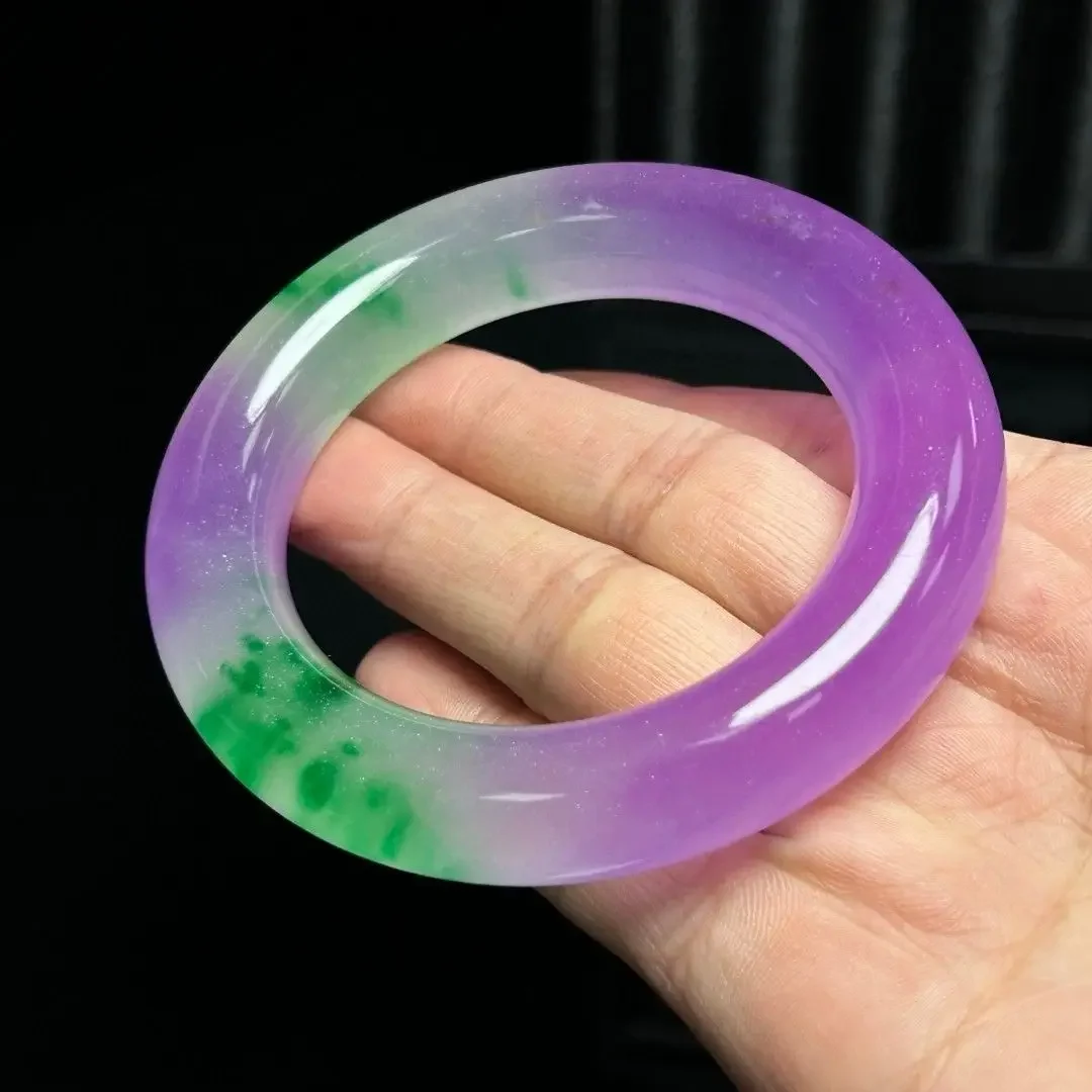 New Myanmar Jade Ice Spring Jade Bracelet Women's Girl Mom Yang Green Violet Jade Bracelet Dulong