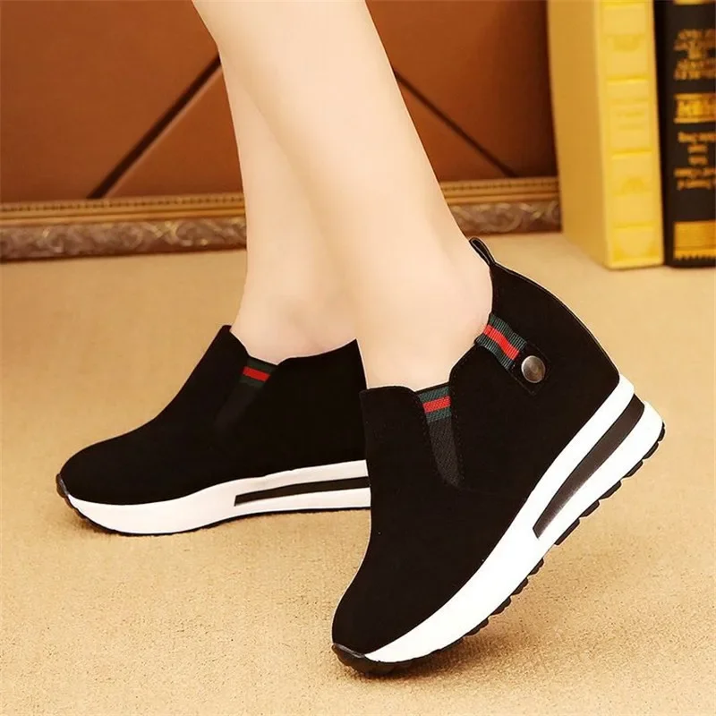

comemore 2021 New Woman Sneakers Casual Thick-soled Shoes Breathable Increased Shoes Ladies Casual Black Female Sports Shoes