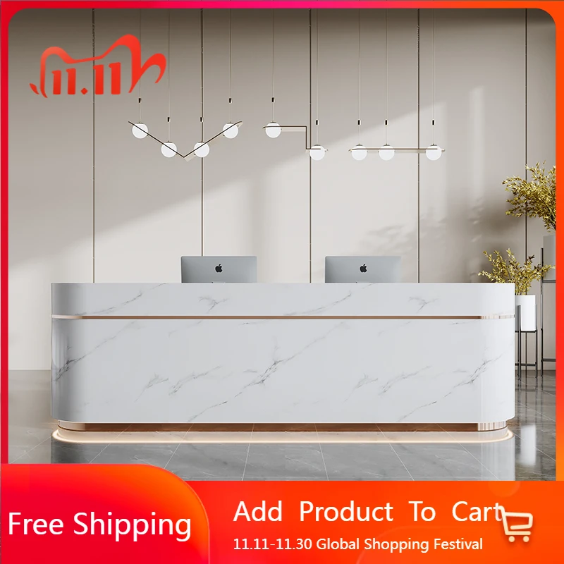 

Long Organizers Reception Desks Shop Luxury Beauty Shelves Modern Reception Desks Aesthetic Company Bureau Trendy Furniture