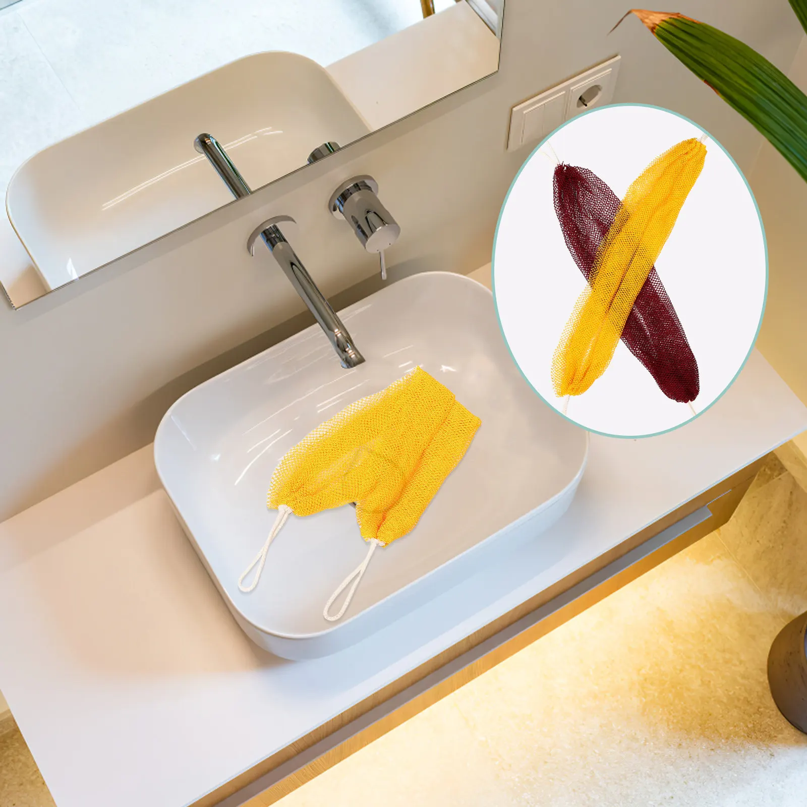 2Pcs African Exfoliating Net Sponge Bath Scrubber Body Wash Cloth Back Scrubber for Shower Smooth Skin Daily Use Travel Friendly