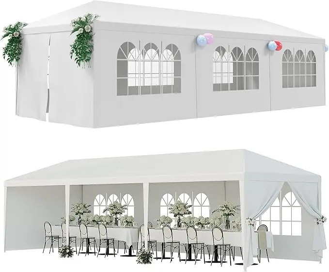 10'x30' Outdoor Canopy Tent Patio Camping Gazebo Shelter Pavilion Cater Party Wedding BBQ Events Tent w/Removable Sidewalls