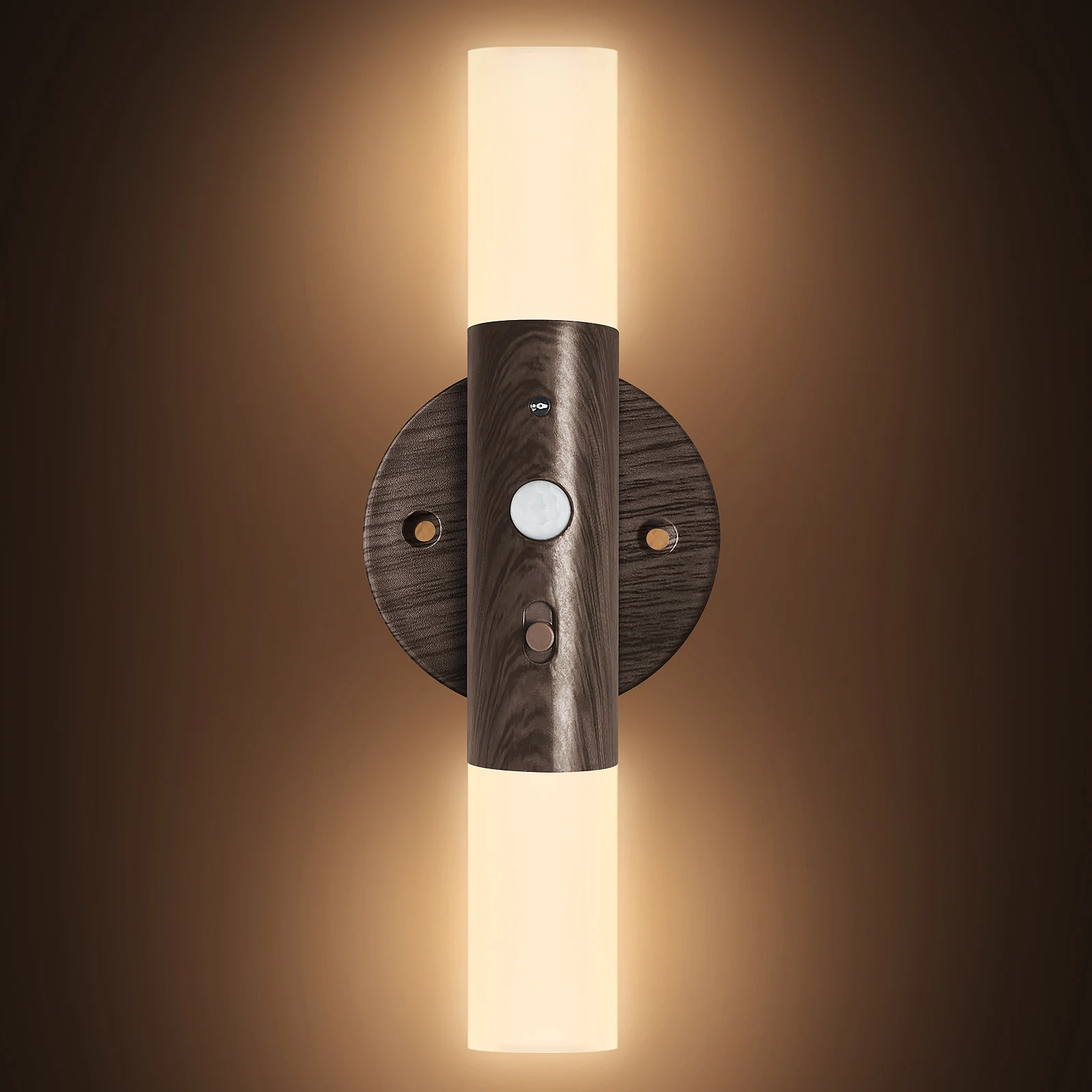 Indoor Wall Light, Pack of 2, USB Rechargeable Wall Night Light, Wood, Indoor with Motion Sensor, Induction,  LED Wall Lamp