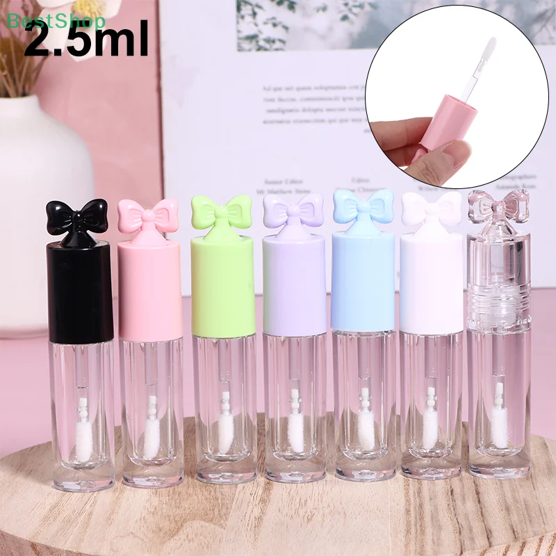 ♥ ♥ ♥ 空リップグロスチューブ 2.5ml リボンヘッド リップグロスチューブ 透明ボトル 詰め替え式リップスティックボトル