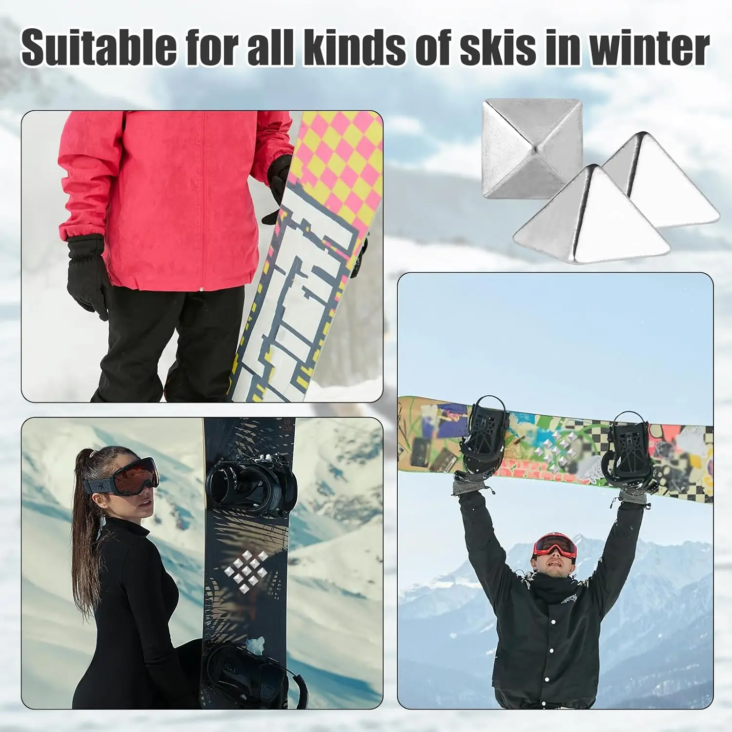 Pyramid Studs Snowboard Pads Anti-Rutsch Snowboard Spike Stomp Pad Selbstklebende Snowboard Step Boot Pedal Pad Zubehör