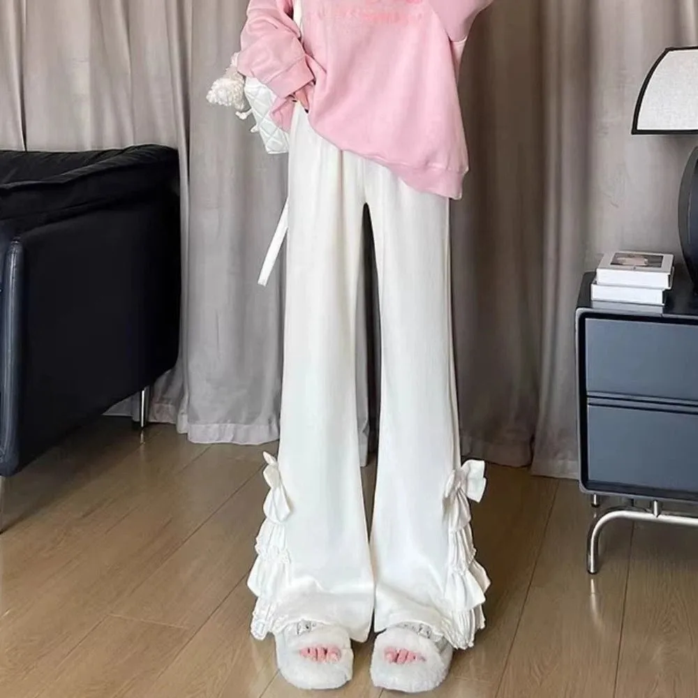 

Loose Young Women Corduroy Micro Flared Pants High Waist Casual Wide Leg Trousers Sweet Baggy Winter Thick Warm Pants Party
