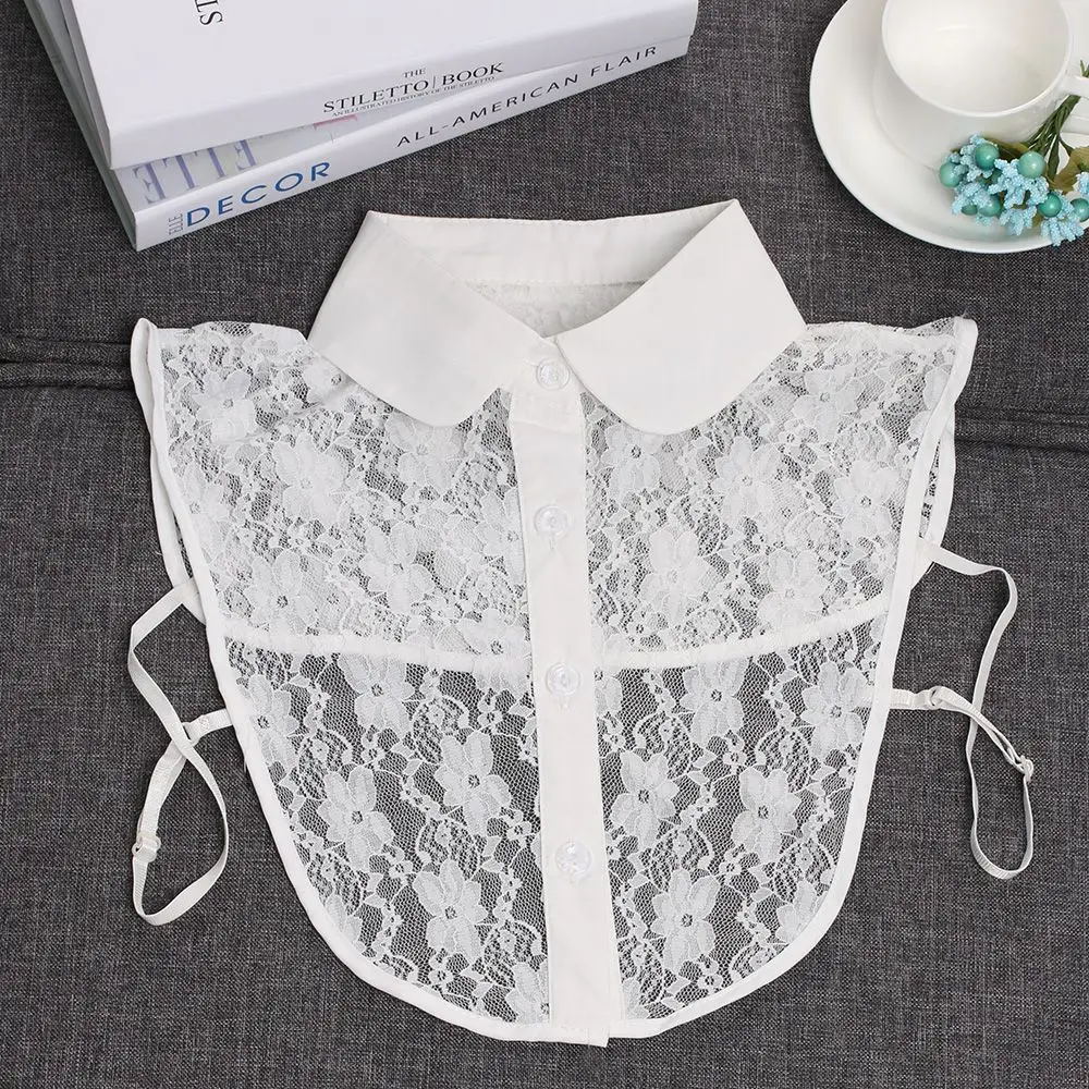 Women Blouse Solid Shirt Clothes Accessories Lace Detachable False Collar