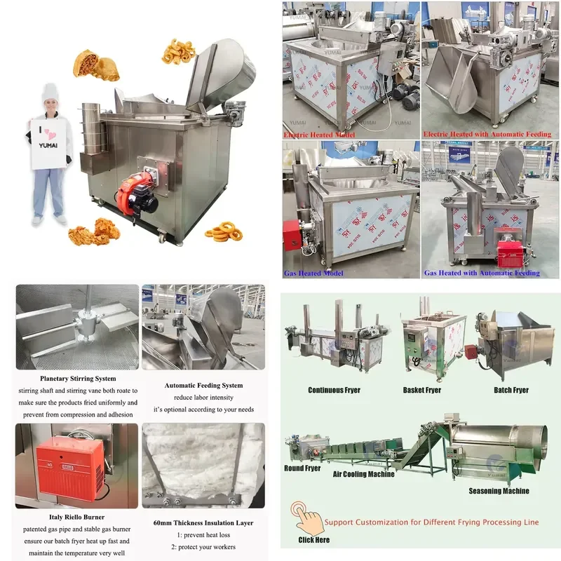 2026 Factory Professional Breaded Fried Shrimp Chickpeas Batch Automatic Stirring Frying Machine with 5 Star Feedback