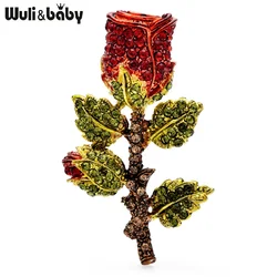 Wuli&baby Shinning Beautiful Tulip Flowers Brooches For Women Unisex 2-color Rhinestone Plants Party Office Brooch Pins Gifts
