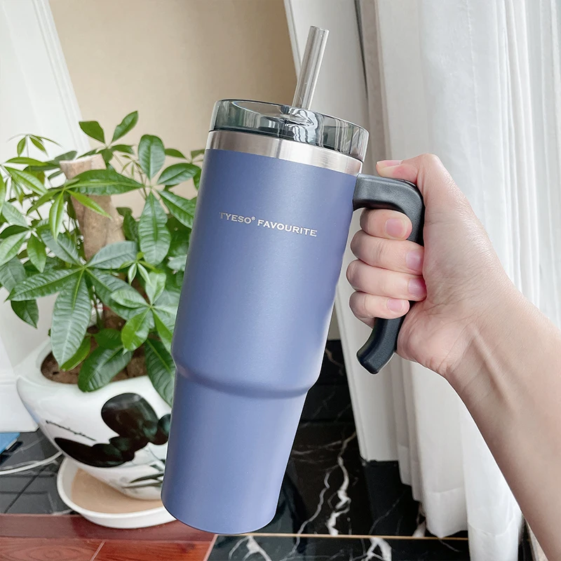 Beer Thermal Mug Stainless Steel Thermos Coffee Cups To Carry Reusable Cold Cups With Lid And Straw Metal Drinkware Hot Mugs