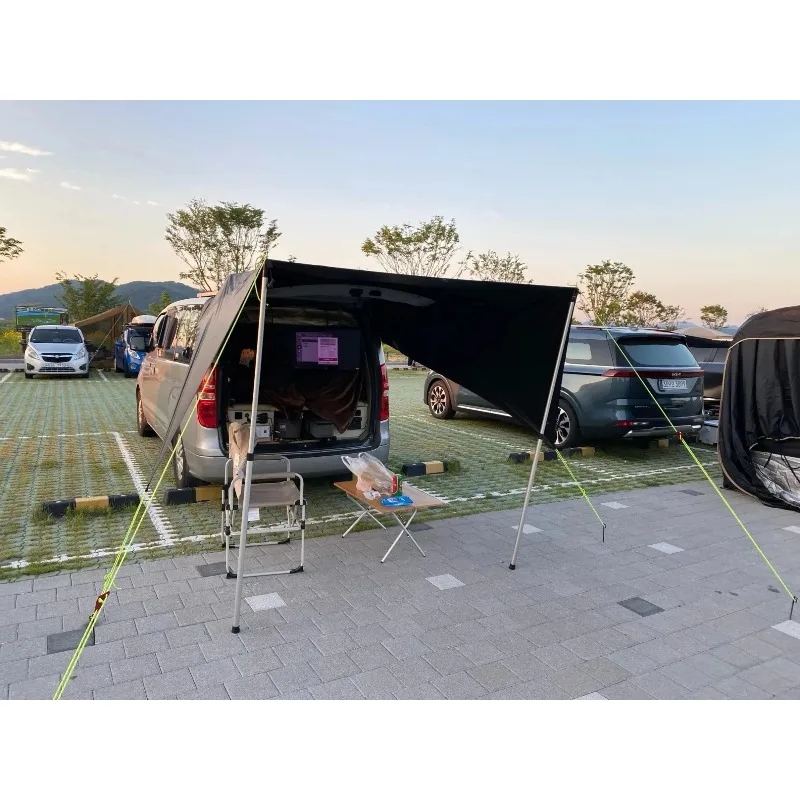 

Car Side Awning Tent Black Coating Tarp 2x3 Outdoor Waterproof Camping Black Coated Car Rear Shelter SUV Self-driving Supplies