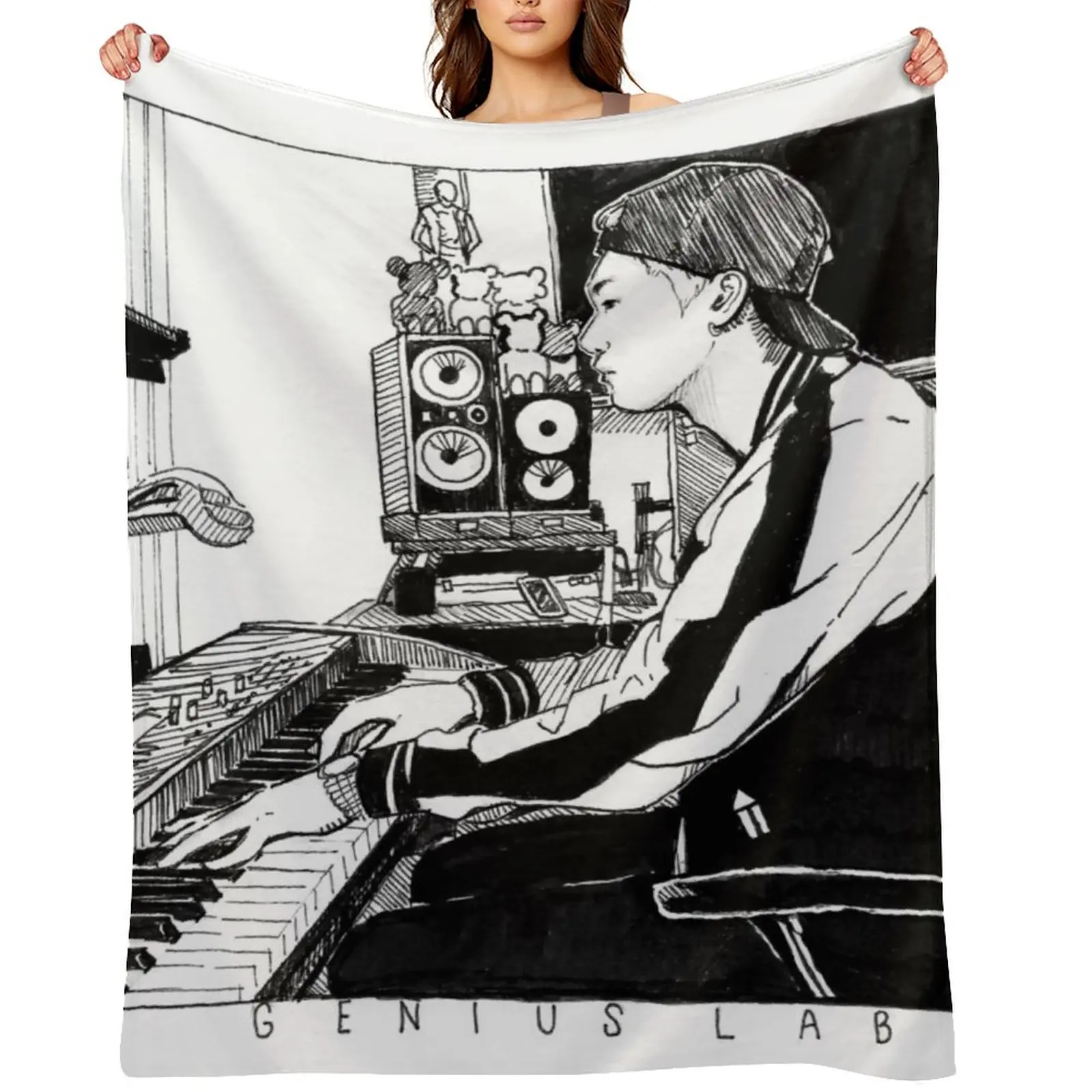 

Genius Lab inktober Throw Blanket funny gift anime Bed Fashionable Thermals For Travel Blankets