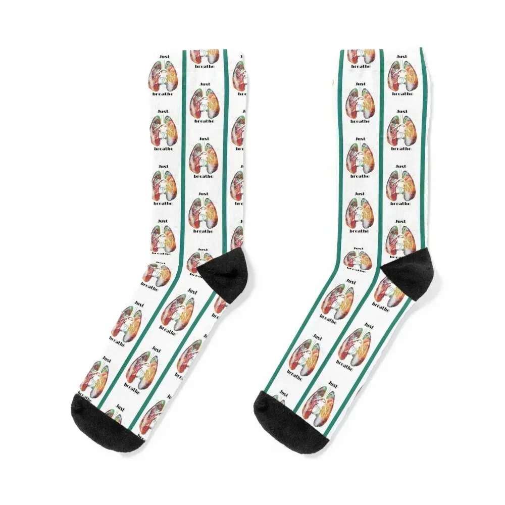 Just Breathe Socks hockey snow gift Socks Woman Men's