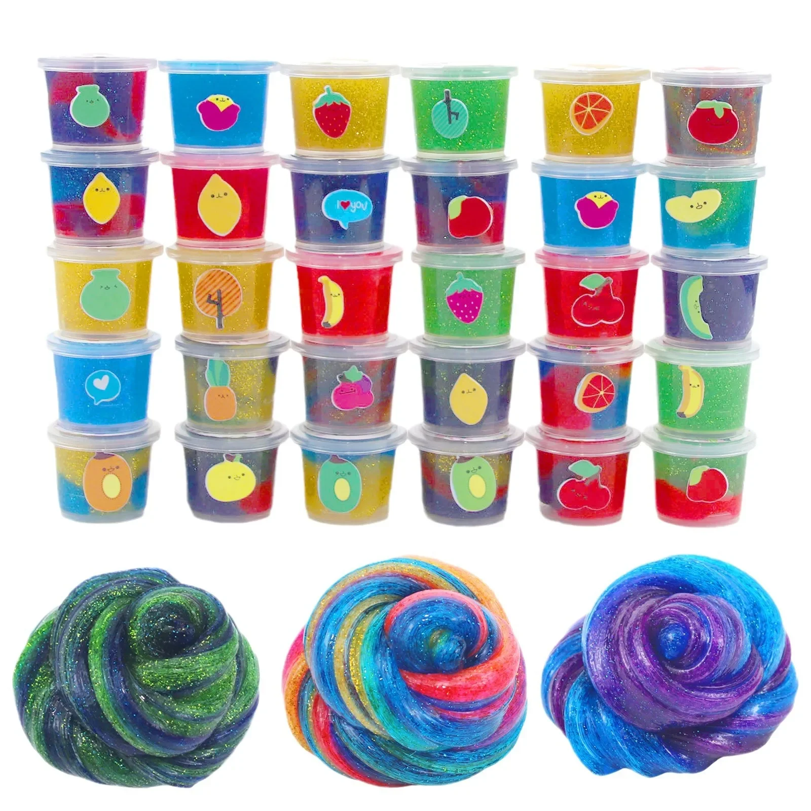 Slime Charm Kit 30 Stück Sternenhimmel Schlamm Kristall Schlamm Perle Licht gemischte Farbe Gelee farbiger Schlamm Kinderpuzzle Schleim flauschige Spielzeuge