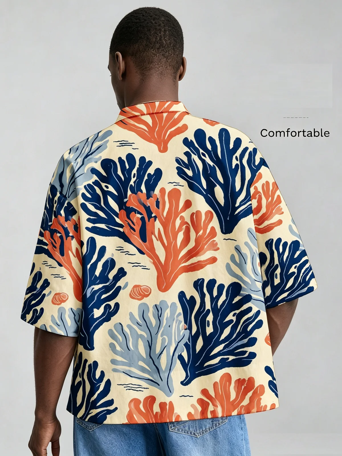 Men Chinese Style Frog Button Stand Collar Shirt, Loose Short Sleeve Animal Print Casual Blouse For Summer
