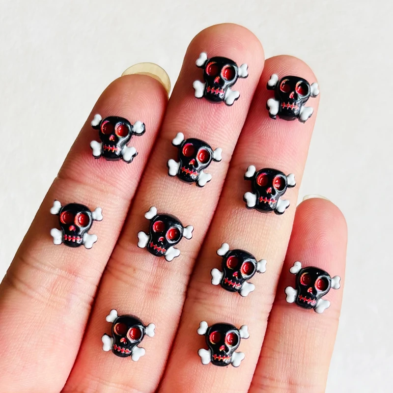55 Cute Resin Mini Halloween Skull Nail Art Flat Bottom DIY Scrapbook Decorative Jewelry A155