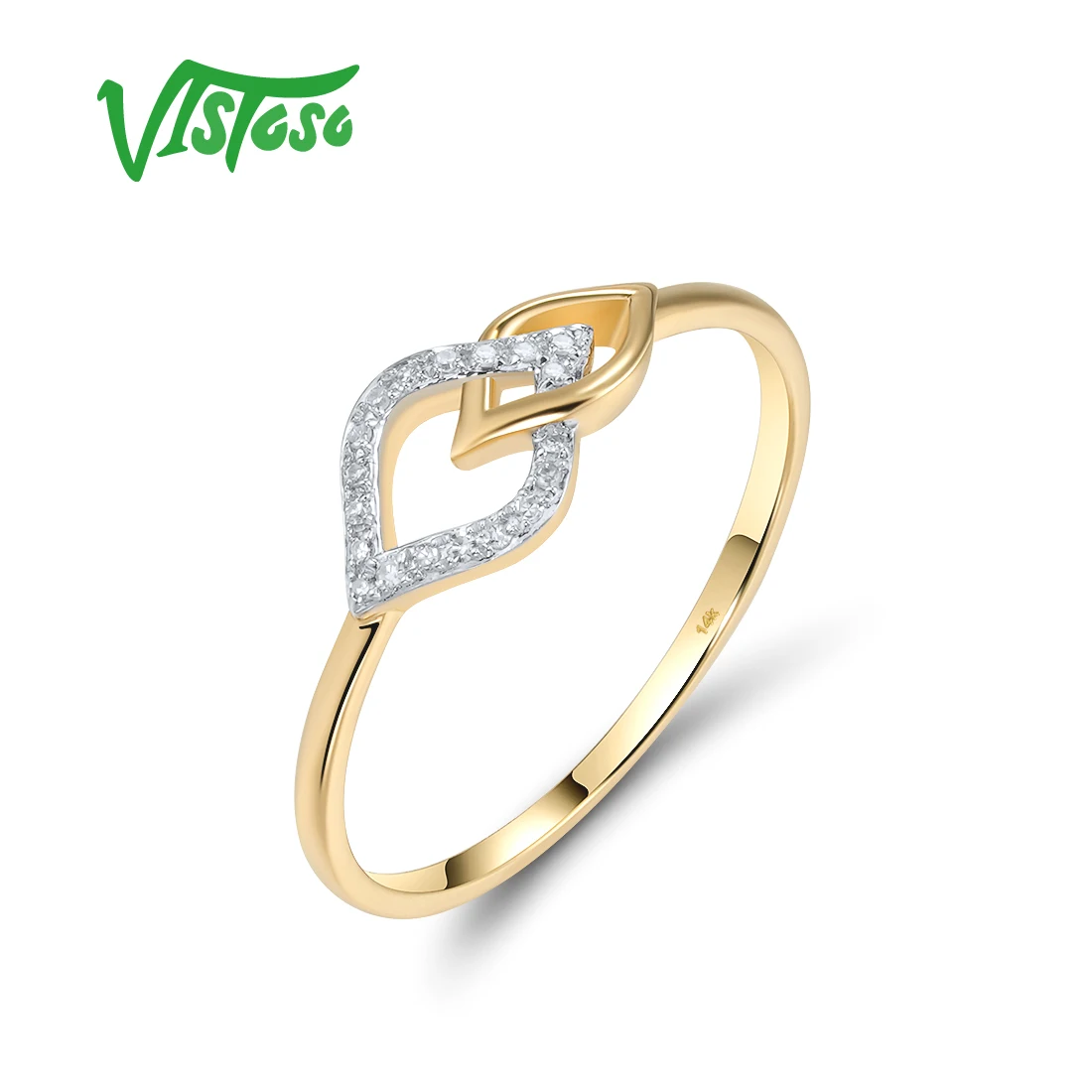 VISTOSO Genuine 14K 585 Yellow Gold Rings For Women Sparkling Diamond Eternal  Infinity Symbol Anniversary Wedding Fine Jewelry