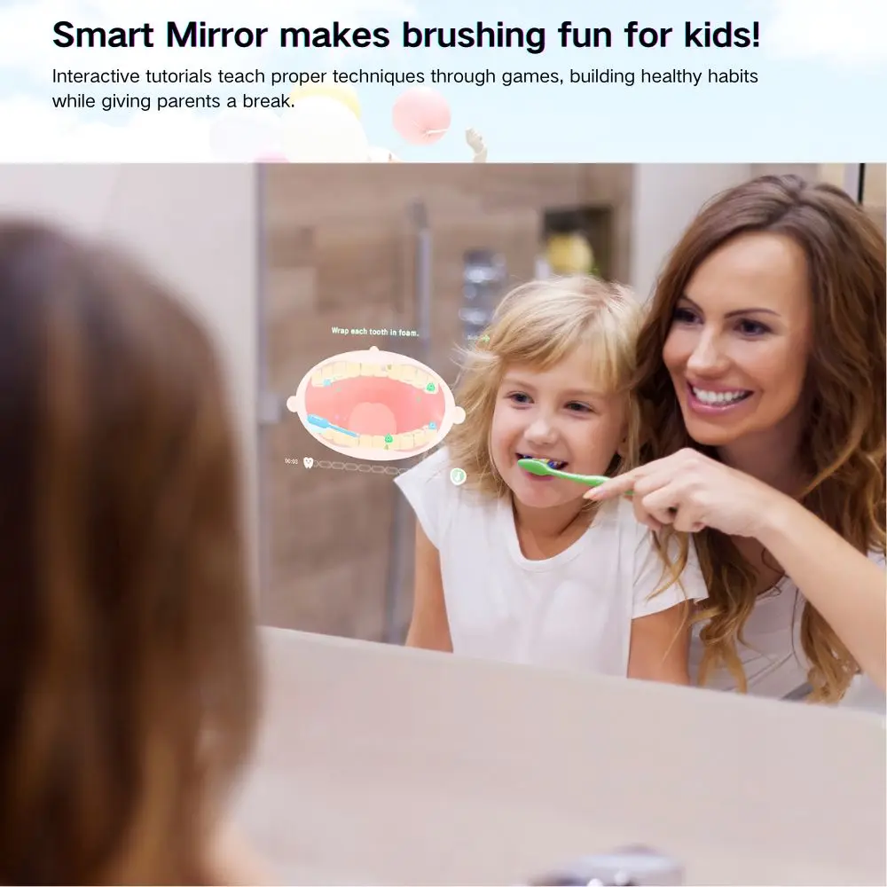 Custom Size Vercon AI Mirror TV High Quality Smart Bathroom Mirror Large Size Android 11 Youtube Spotify Bluetooth Vanity Hotel