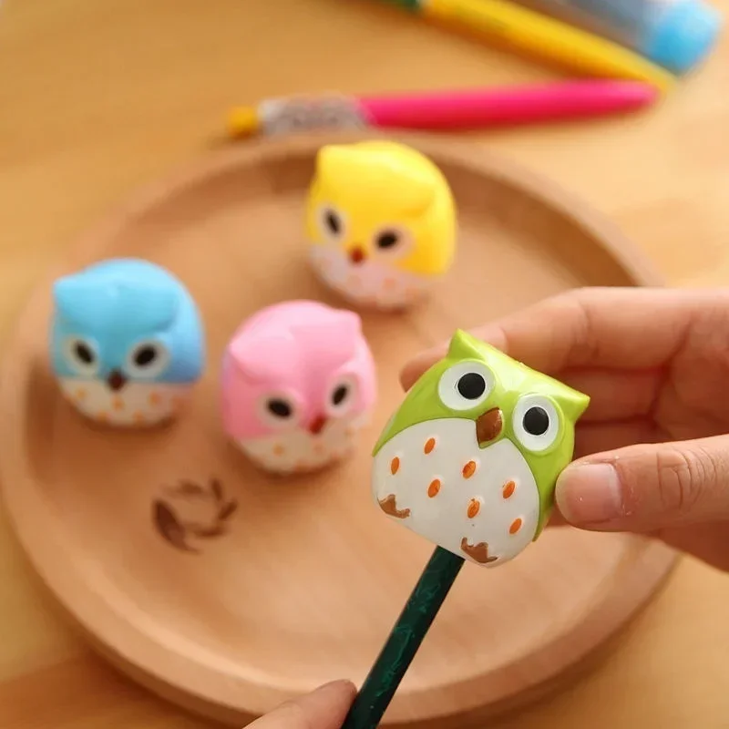 Schattige Cartoon Plastic Uil Patroon Puntenslijper Mini Koreaans Briefpapier Grappige Kinderen Favoriete Kawaii Terug Naar Schoolbenodigdheden