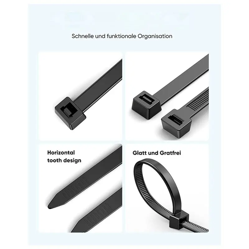 AB11-300 Pack Cable Zip Ties Heavy Duty 12 Inch, 7.6Mm Strong Plastic Wire Ties With 70Kg Tensile Strength, UV Resistant