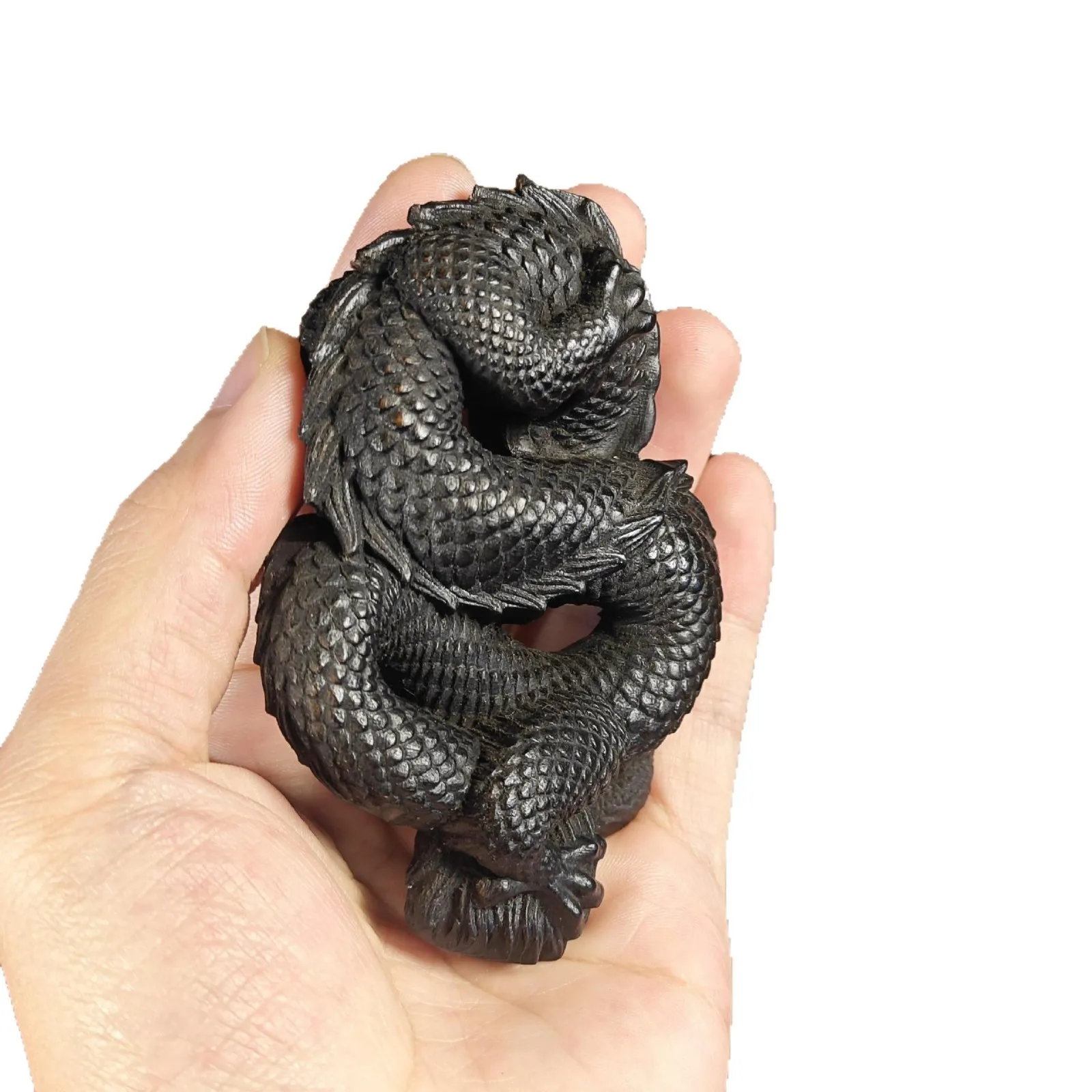 Hand‑Carved Hollow Dragon Wooden Ornament, Vintage Chinese Loong Sculpture, Home Desk Decoration,  Craft Collectible