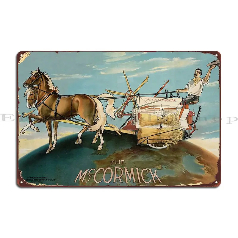 Stk501641a Vintage Advertisement Of A Farmer Operating Agricultural Machinery Metal Plaque Poster Wall Pub Home Tin Sign Poster