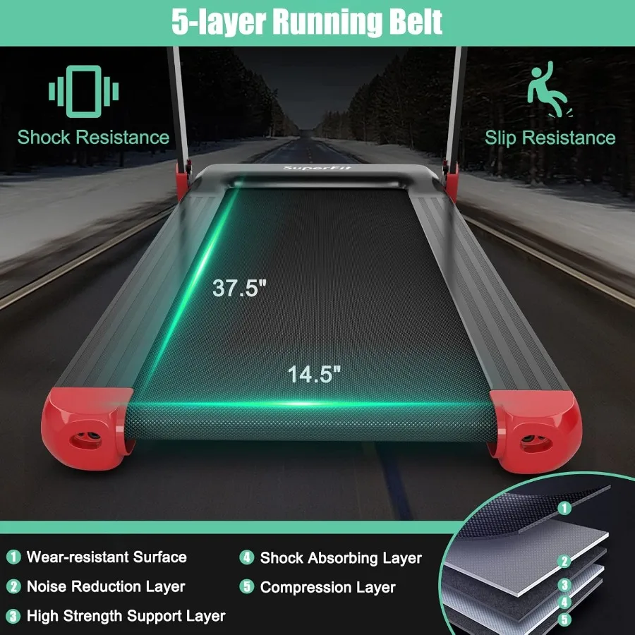 جهاز مشي مدمج قابل للطي للاستخدام في المكتب المنزلي مع مكبر صوت بلوتوث للتحكم في التطبيق، 12 برنامجًا محددًا مسبقًا، حامل جهاز عرض LED I #3