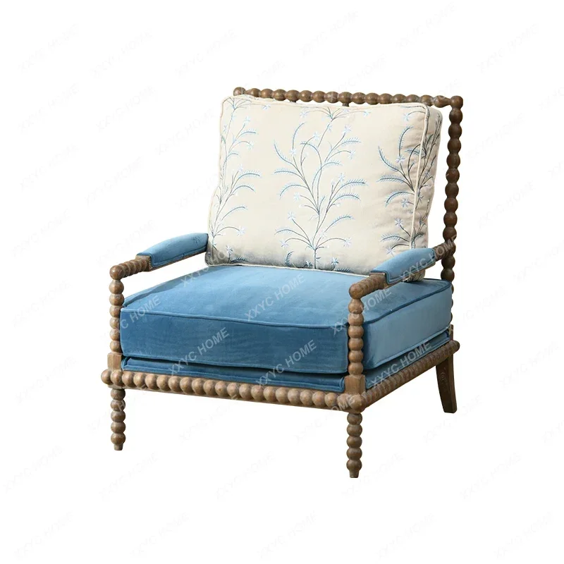 

retro living room solid wood white oak fabric tiger chair