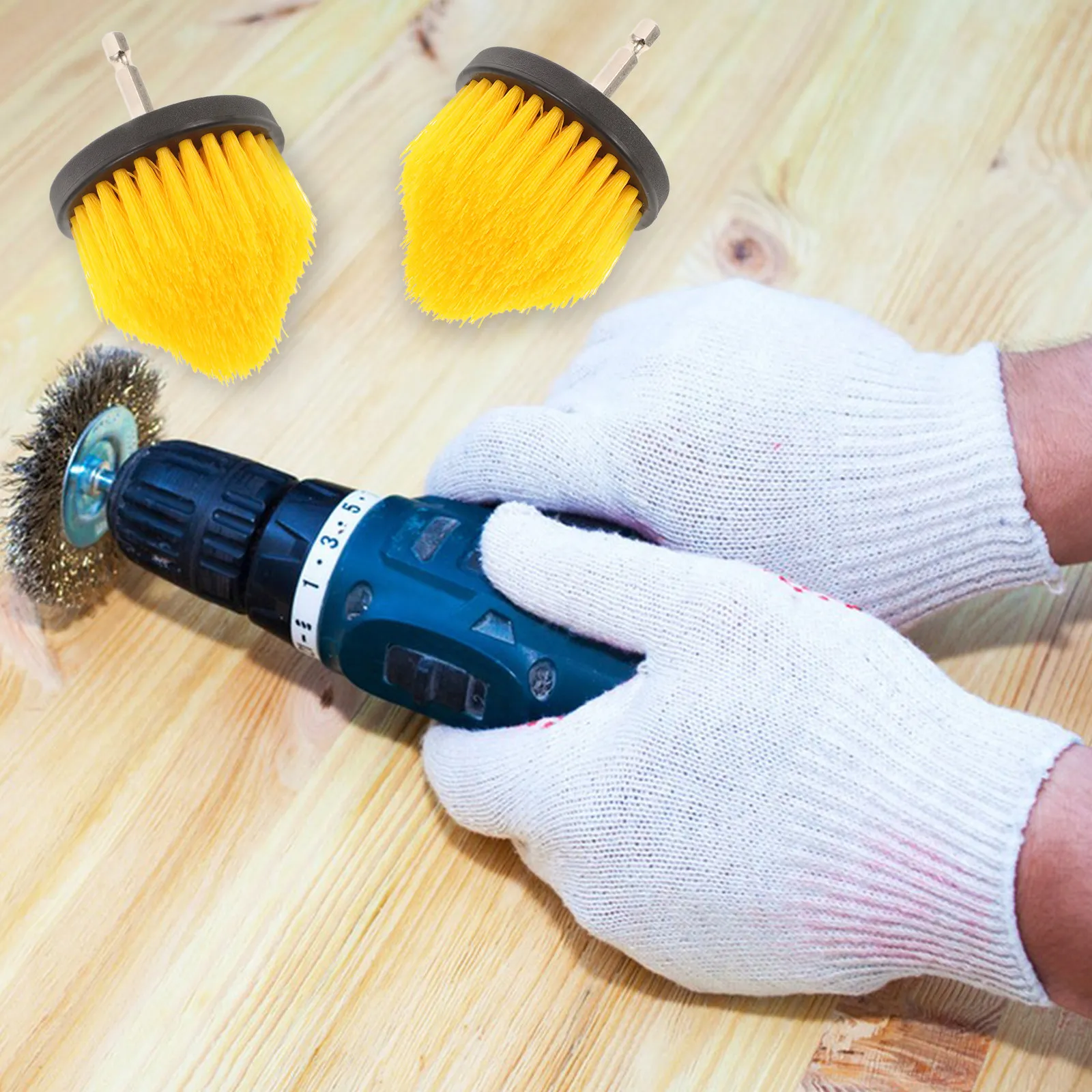 2Pcs Drill Brush Scrubber Attachment Multi Functional Cleaning Polishing Cone Head for Power Drill Use Cleaning Brush