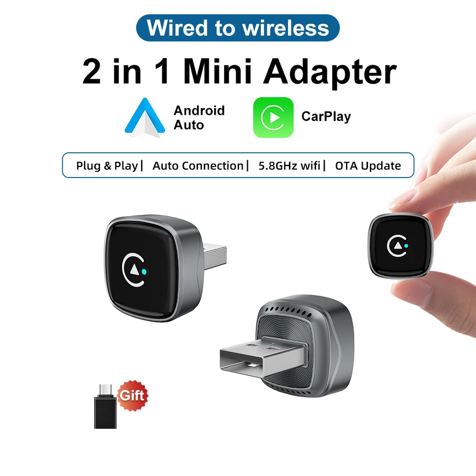 FLIXIVI Wireless CarPlay Android Auto Adapter USB Dongle Smart