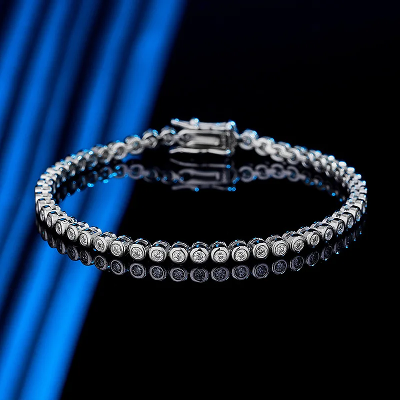 

Moissanite Bracelet Made of Pure Silver 3 Cents Moissanite Diamond Extremely Simple Trendy Full Diamond Design Gift