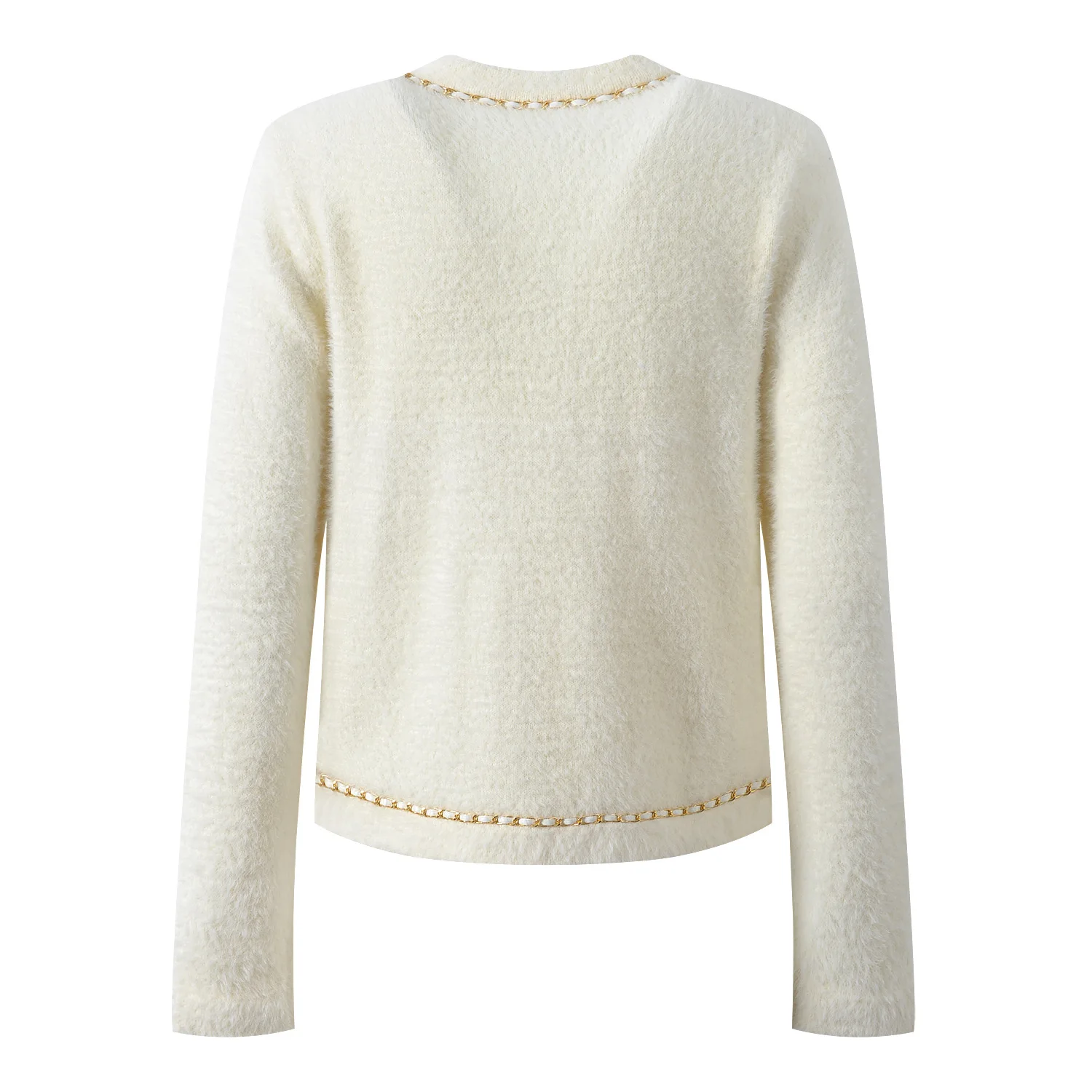 เสื้อคาร์ดิแกนถักไหมพรม แขนยาว ทรงหวาน สีน้ำเงินทอง นุ่ม สบาย ใส่ได้หลายโอกาส แฟชั่นผู้หญิง ฤดูใบไม้ผลิ