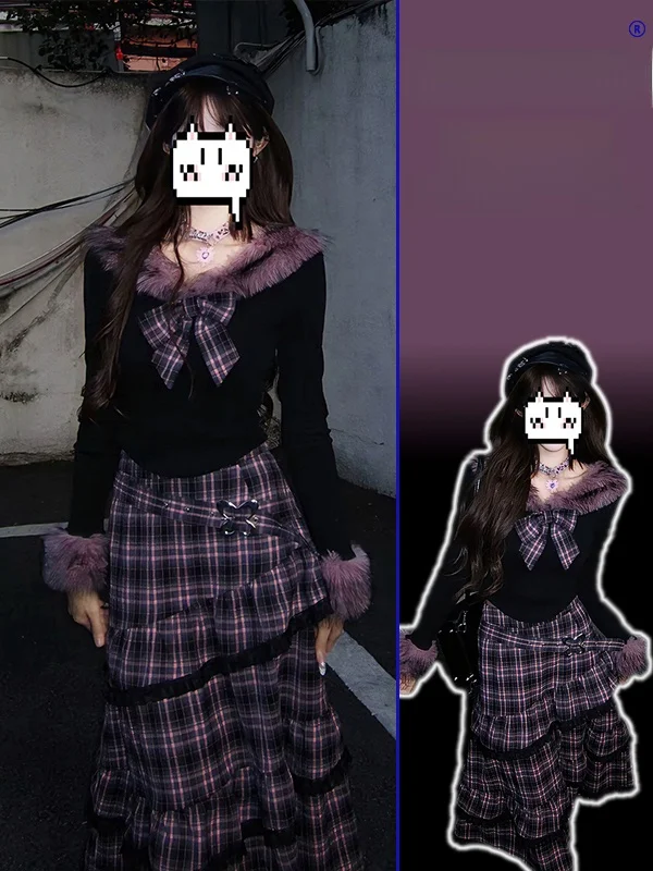 

plus Size Spring New Sweet Sle Knot Warm Fitting Top Women Fat MM Asymmetrical High Waist f Body Long Skirt