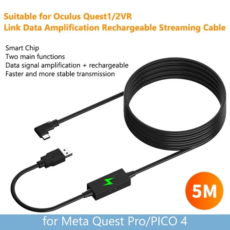 USB3.2 VR Link Cable 5Gbps 2A Quick Charging Cable USB-C Data Cord VR streaming line For Steam Oculus Quest 1 2/PICO Neo 3/PICO4