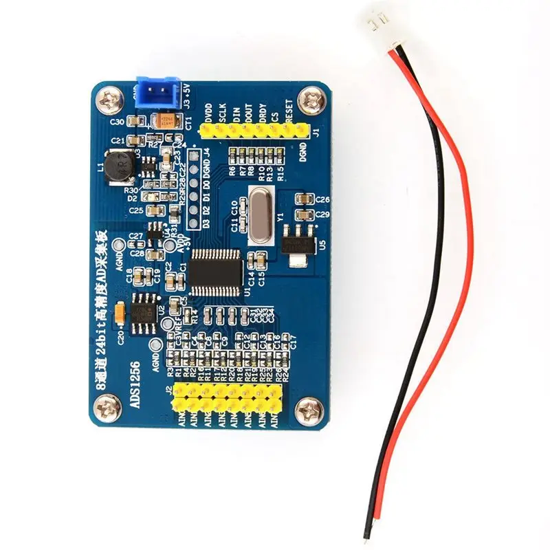 Super Deal -ADS1256 24 Bit 8 Channel ADC Analog To Digital Converter Data Acquisition Module With Cable Card