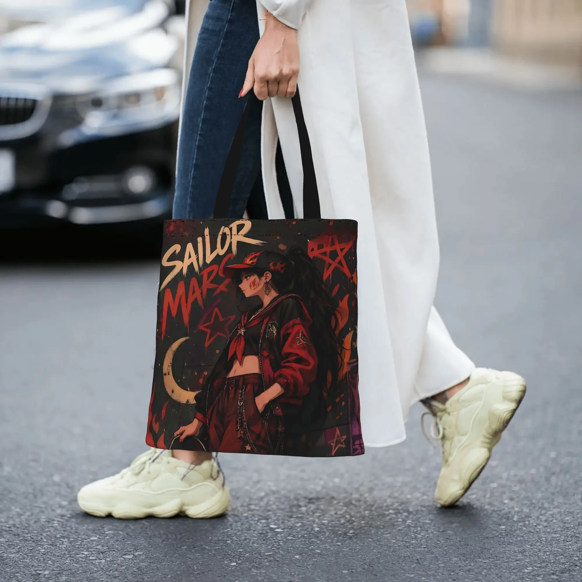 Customized Sailor Moon Women's Bag Shopping Bag Reusable Double Sided Canvas Tote Bag Shoulder  Handbag