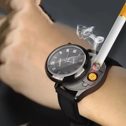 Men's Watch Metal Windproof Lighter Flameless Rechargeable Watch  USB Cigarette Lighters Tool Exquisite For Men Gadgets Gift