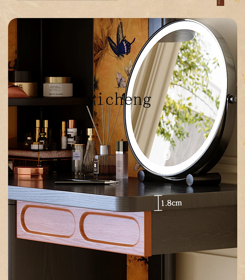 

Retro Corner Dressing Table Small Apartment Dressing Table Chest of Drawers Integrated Storage Rack