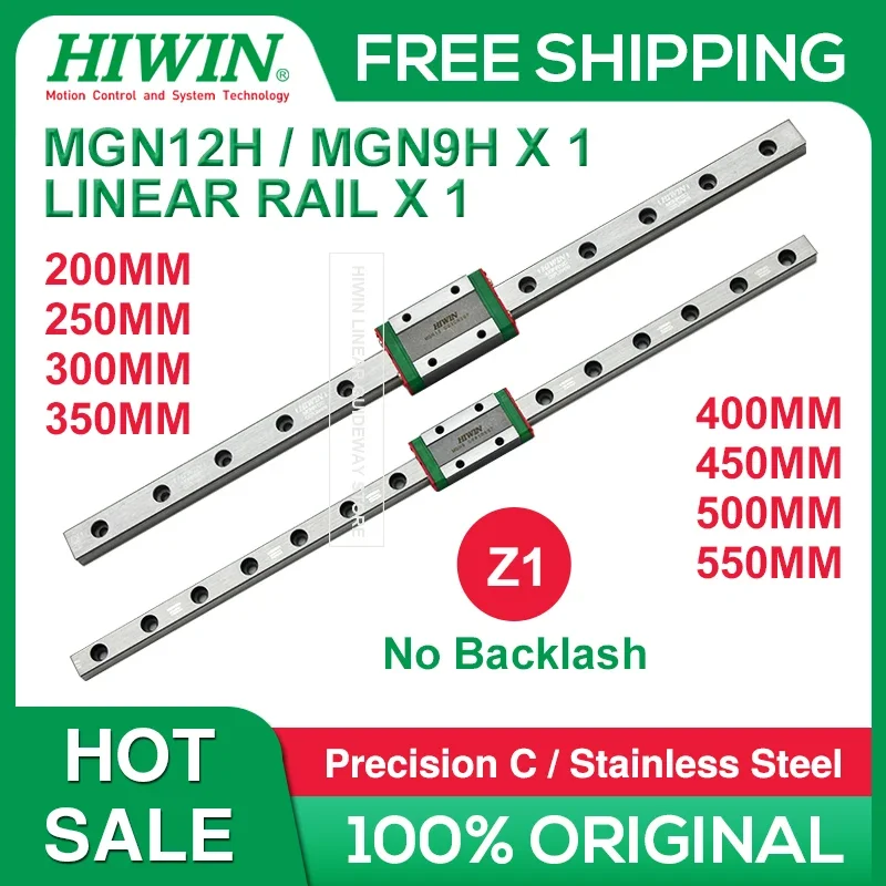 Hiwin Z1 MGN12H MGN9H Z1 Hiwin Linear Guides Rail MGN12 MGN9 200 250 300mm 350 400mm 450 500 550mm+Hiwin MGN12H MGN9H Z1 Block