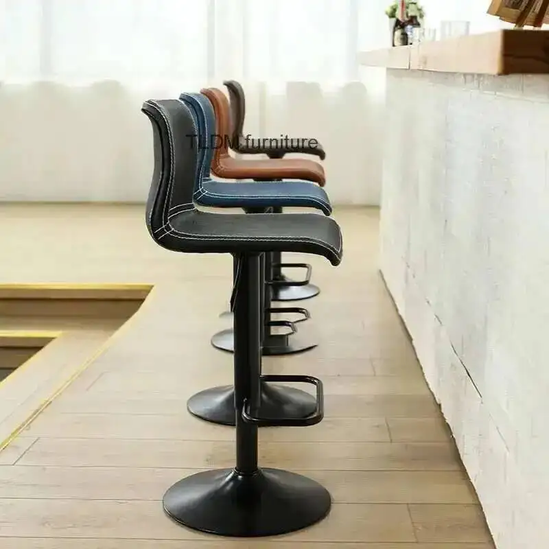 

Adjustable Nordic Height Stools Modern Bar Lift Stylish Swivel Bar Chairs Leather Rotated High Bar Chair for Kitchen Furniture M