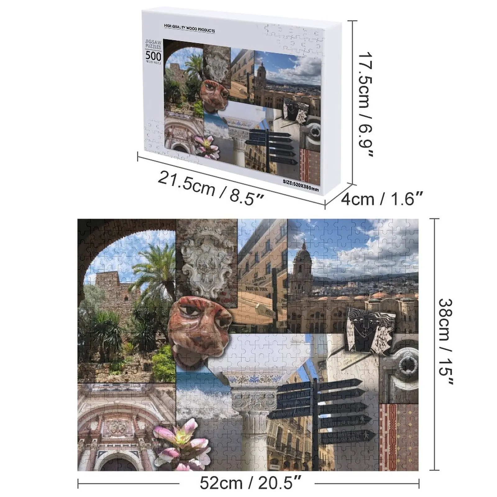 Málaga Espanha Quebra-cabeça Presente Personalizado Bebê Quebra-cabeça De Madeira