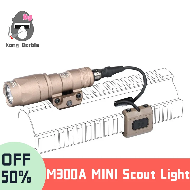 Tactical Sure Fire M300A MINI Scout Light Metal Flashlight With Modbutton Switch Airsoft Weapon light Hunting Rifle Lanterna