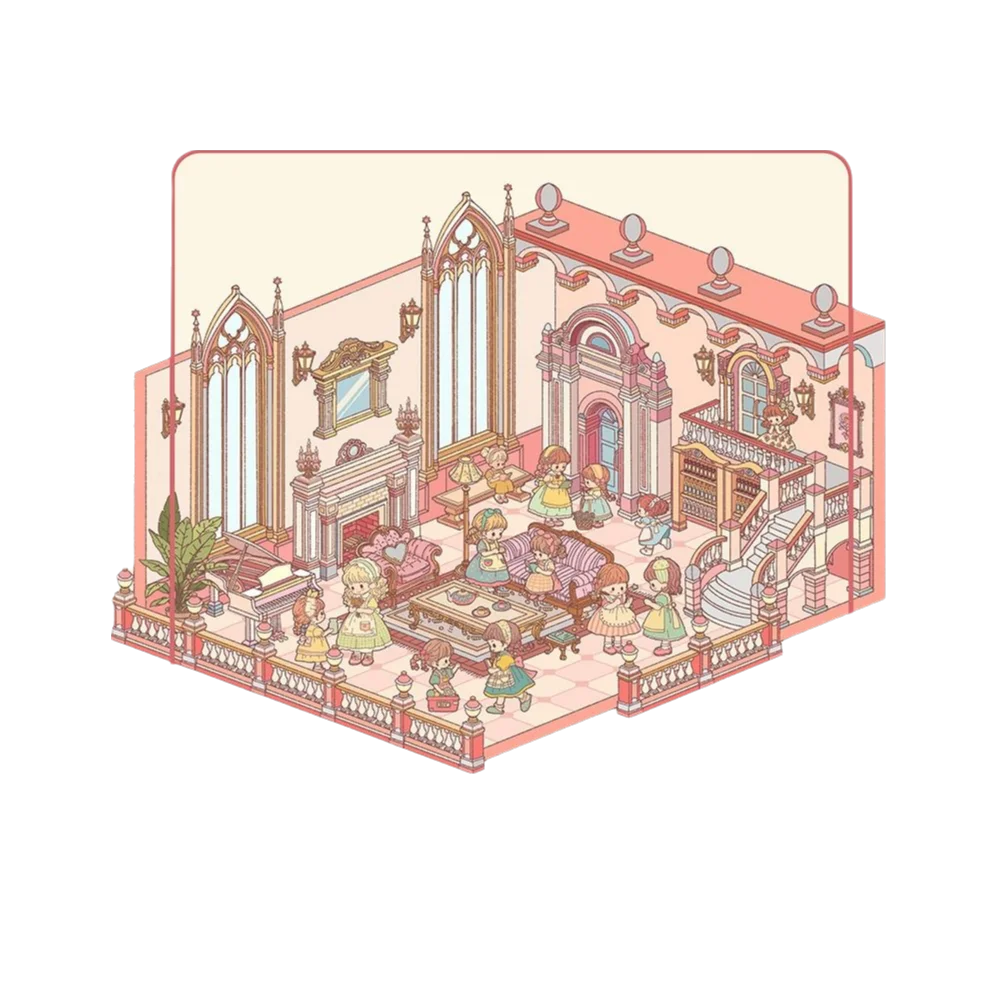 European Princess 3D Scene Stickers Plus Size Stacking and Pasting Landscape Making Sticker Scrapbook PET Stationery Sticker