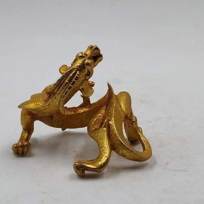 

Antique Antique Wholesale Antique Pure Copper Thickened Gilding Dragon Vertical Body Hollow Golden Dragon Crafts Rural Collectio