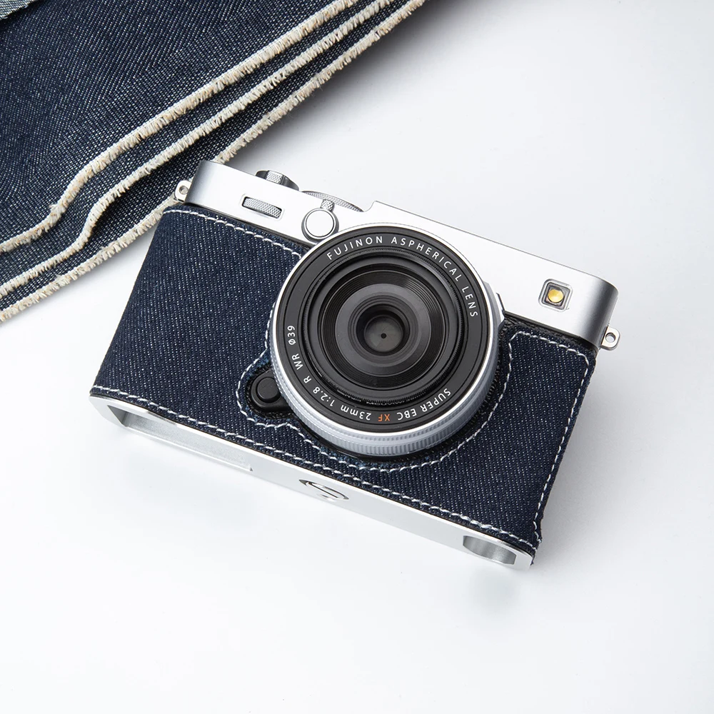 XE5 Protective Case Half Bag X-M5 Handmade Camera Bag for Fujifilm Fuji X-S20 XM5 XE5 Case Fresh Denim XS20 Half Case