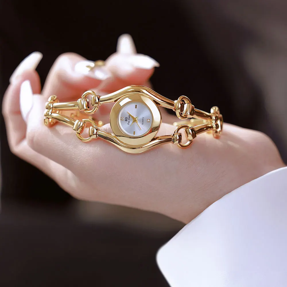 Модные роскошные часы для женщин, новинка 2024, роскошные золотые винтажные женские наручные часы, женское платье, кварцевые часы Relogio Feminino