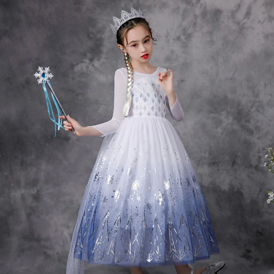 Prinzessin Pailletten Kleid für Mädchen Schnee königin Fotografie Cosplay Kostüm für Kinder Elsa Party Kleider Kind Pailletten Tüll Vestido