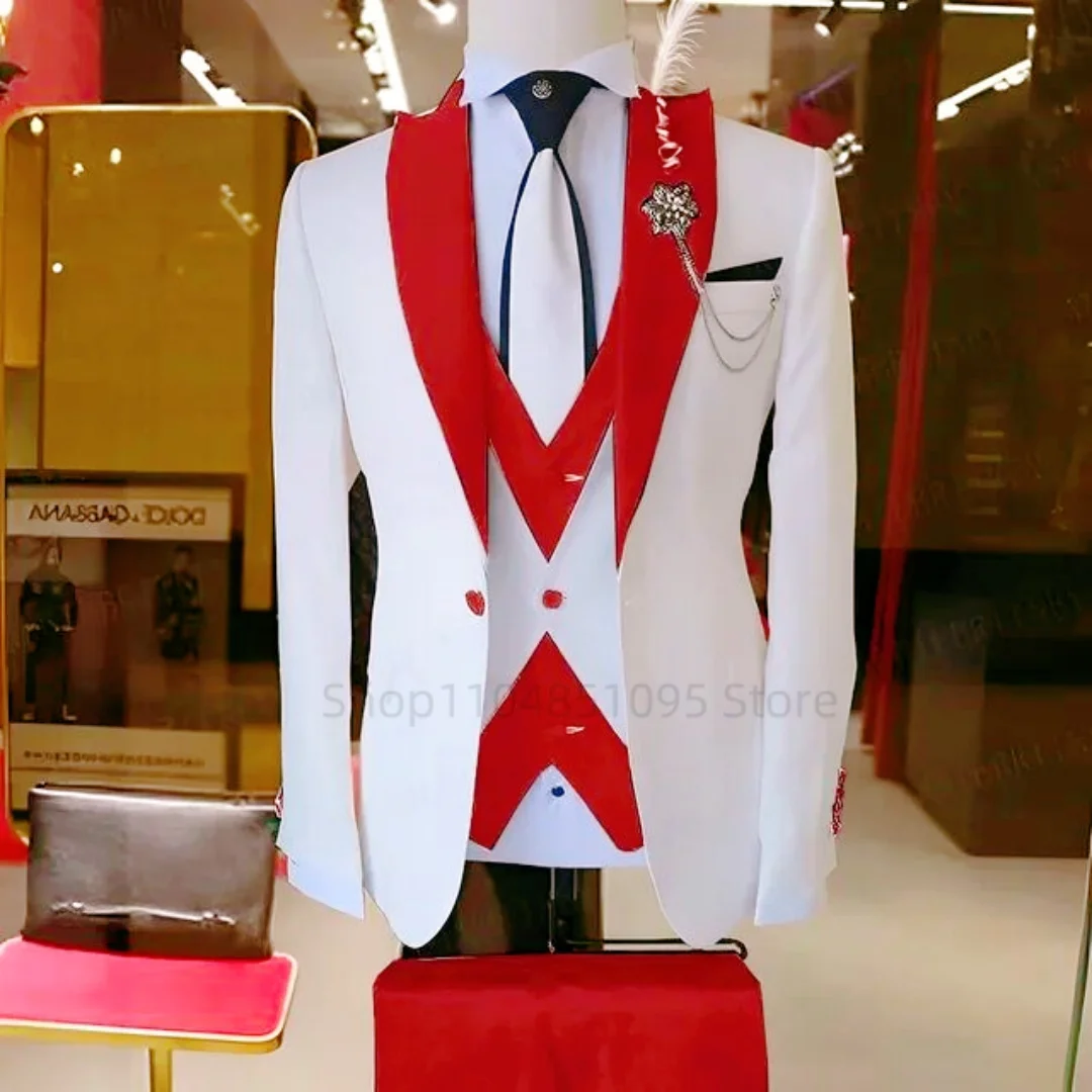 

Fashion Style Men's 3 Pieces Suits Slim Fit Groomsmen Tuxedos Formal Wedding/Business Men Suits Jacket+Vest+Trousers for Party