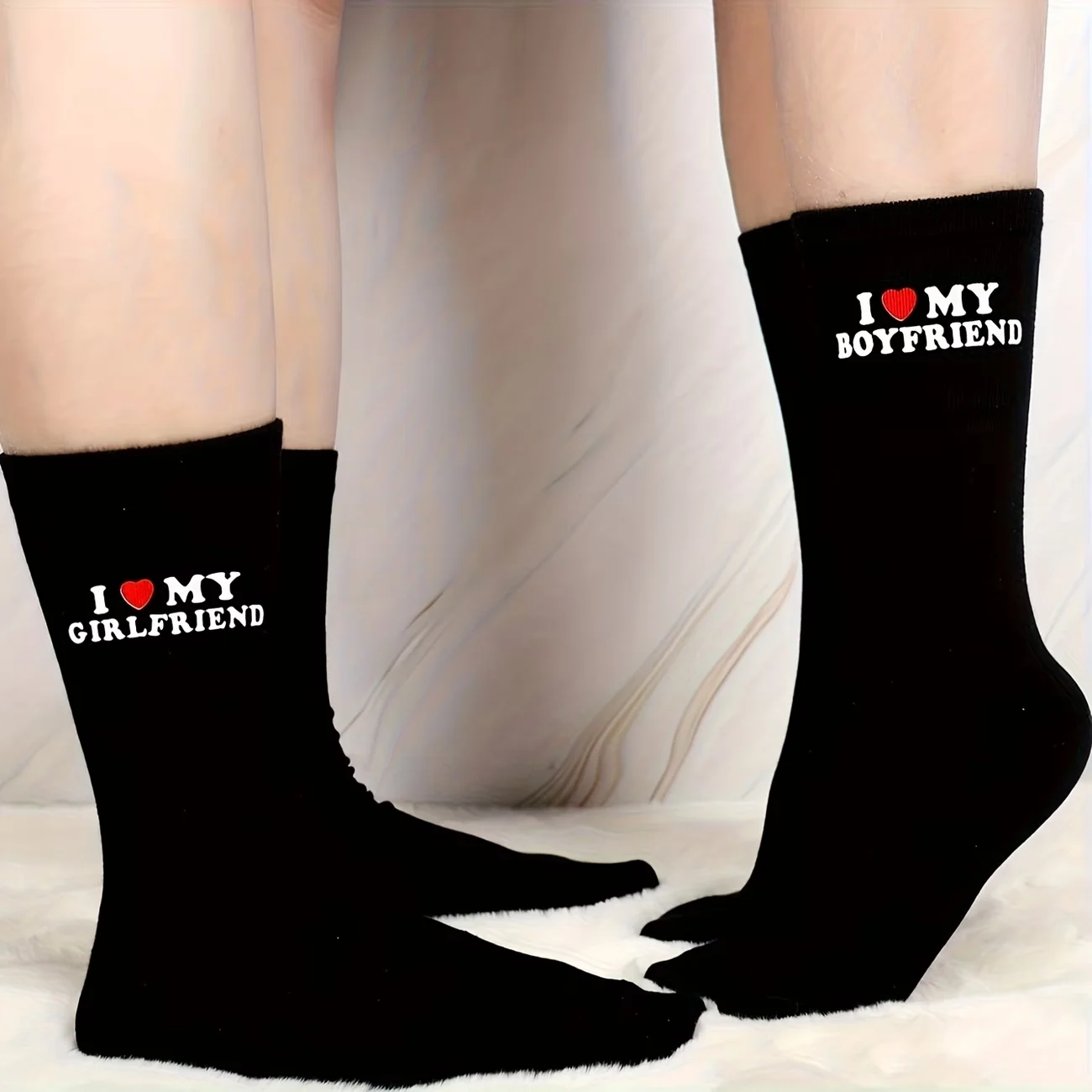 

1 Pair Of Fun Couple Socks, I Love Boyfriend/Girlfriend Love Letter Design, Valentine's Day Anniversary, I Love My Wife Socks